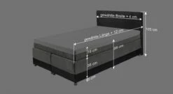 Boxspringbett "Cody" -Bettbezüge Verkäufe 2024 boxspringbett codybemassungsgrafik