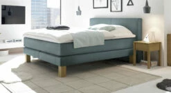 Boxspringbett "Coro" -Bettbezüge Verkäufe 2024 boxspringbett coro fischgraet velours blaugrau