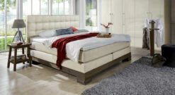 Boxspringbett "Cueno" -Bettbezüge Verkäufe 2024 boxspringbett cueno wildeiche coffee kunstleder beige gr