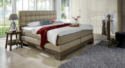 Boxspringbett "Cueno" -Bettbezüge Verkäufe 2024 boxspringbett cueno wildeiche coffee kunstleder beigebraun gr