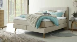 Boxspringbett "Esra" -Bettbezüge Verkäufe 2024 boxspringbett esra webstoff beige