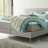 Boxspringbett "Esra" -Bettbezüge Verkäufe 2024 boxspringbett esra webstoff hellgrau