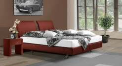 Boxspringbett "Fernando" -Bettbezüge Verkäufe 2024 boxspringbett fernando kunstlederbezug dunkelrot gr