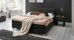 Boxspringbett "Ferryland" -Bettbezüge Verkäufe 2024 boxspringbett ferryland schwarz 53cm liegehoehe