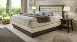 Boxspringbett "Galicia" -Bettbezüge Verkäufe 2024 boxspringbett galicia wildeiche coffee kunstleder beige gr