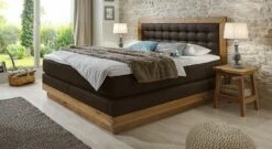 Boxspringbett "Galicia" -Bettbezüge Verkäufe 2024 boxspringbett galicia wildeiche natur kunstleder dunkelbraun gr
