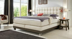 Boxspringbett "Irving" -Bettbezüge Verkäufe 2024 boxspringbett irving massivholz coffee kunstleder beige gr