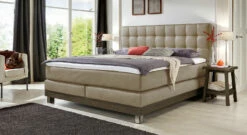 Boxspringbett "Irving" -Bettbezüge Verkäufe 2024 boxspringbett irving massivholz coffee kunstleder beigebraun gr