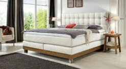 Boxspringbett "Irving" -Bettbezüge Verkäufe 2024 boxspringbett irving massivholz natur kunstleder weiss gr