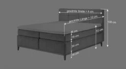 Boxspringbett "Jared" -Bettbezüge Verkäufe 2024 boxspringbett jared bemassungsgrafik