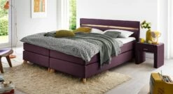 Boxspringbett "Jurata" -Bettbezüge Verkäufe 2024 boxspringbett jurata 53cm beere webstoff