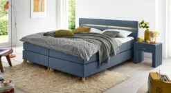 Boxspringbett "Jurata" -Bettbezüge Verkäufe 2024 boxspringbett jurata 53cm blau webstoff