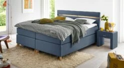 Boxspringbett "Jurata" -Bettbezüge Verkäufe 2024 boxspringbett jurata 66cm blau webstoff