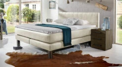 Boxspringbett "Kastilia" -Bettbezüge Verkäufe 2024 boxspringbett kastilia luxus kunstleder beige gr