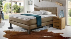 Boxspringbett "Kastilia" -Bettbezüge Verkäufe 2024 boxspringbett kastilia luxus kunstleder hellbraun gr