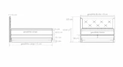 Boxspringbett "Galicia" -Bettbezüge Verkäufe 2024 boxspringbett komfortabel kopfteil bemassungs skizze