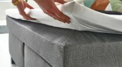 Boxspring-Einzelbett "Lucan" -Bettbezüge Verkäufe 2024 boxspringbett lucan webstoff bezug silber 1