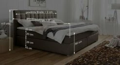 Boxspringbett "Matai" Express -Bettbezüge Verkäufe 2024 boxspringbett matai bemassungs skizze 1