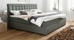 Boxspringbett "Matai" -Bettbezüge Verkäufe 2024 boxspringbett matai stoffbezug grau holzfuesse