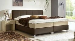 Boxspringbett "Oceanside" -Bettbezüge Verkäufe 2024 boxspringbett oceanside 53cm kunstleder braun webstoff natur