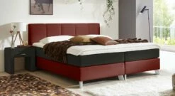 Boxspringbett "Oceanside" -Bettbezüge Verkäufe 2024 boxspringbett oceanside 53cm kunstleder dunkelrot webstoff schwarz
