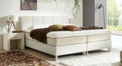 Boxspringbett "Oceanside" -Bettbezüge Verkäufe 2024 boxspringbett oceanside 53cm kunstleder weiss webstoff creme