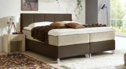 Boxspringbett "Oceanside" -Bettbezüge Verkäufe 2024 boxspringbett oceanside 66cm kunstleder braun webstoff natur