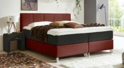 Boxspringbett "Oceanside" -Bettbezüge Verkäufe 2024 boxspringbett oceanside 66cm kunstleder dunkelrot webstoff schwarz