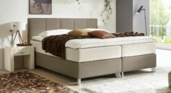 Boxspringbett "Oceanside" -Bettbezüge Verkäufe 2024 boxspringbett oceanside 66cm kunstleder taupe webstoff creme