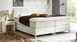 Boxspringbett "Oceanside" -Bettbezüge Verkäufe 2024 boxspringbett oceanside 66cm kunstleder weiss webstoff creme