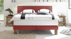 Boxspringbett "Oss" -Bettbezüge Verkäufe 2024 boxspringbett oss samtvelours rot