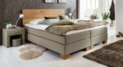 Boxspringbett "Peachland" -Bettbezüge Verkäufe 2024 boxspringbett peachland taupe stoffbezug kernbuche