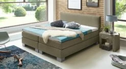 Boxspringbett "Puebla" -Bettbezüge Verkäufe 2024 boxspringbett puebla 53cm webstoff meliert graubraun