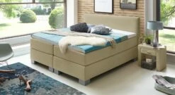 Boxspringbett "Puebla" -Bettbezüge Verkäufe 2024 boxspringbett puebla 66cm webstoff natur