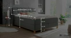 Boxspringbett "Rivelino" -Bettbezüge Verkäufe 2024 boxspringbett rivelino webstoffbezug grau bemassung grafik