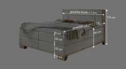 Boxspringbett "Salonetto" -Bettbezüge Verkäufe 2024 boxspringbett salonetto bemassungs grafik