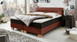 Boxspringbett "Sunshine" -Bettbezüge Verkäufe 2024 boxspringbett sunshine dunkelrot schwarz 53cm
