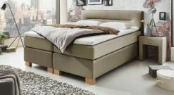 Boxspringbett "Sunshine" -Bettbezüge Verkäufe 2024 boxspringbett sunshine taupe kunstleder webstoff