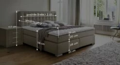 Boxspringbett "Taimea" -Bettbezüge Verkäufe 2024 boxspringbett taimea bemassungs skizze