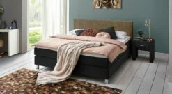 Boxspringbett "Tiberio" 35 Boxspringbett "Tiberio" -Bettbezüge Verkäufe 2024 boxspringbett tiberio schwarz kopfteil braun 53cm