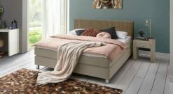 Boxspringbett "Tiberio" 37 Boxspringbett "Tiberio" -Bettbezüge Verkäufe 2024 boxspringbett tiberio taupe kopfteil braun 53cm
