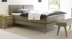 Boxspringbett "Viane" -Bettbezüge Verkäufe 2024 boxspringbett viane fischgraet velours sandgrau