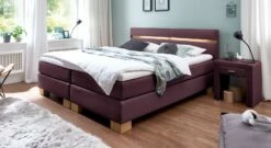 Boxspringbett "Vincenzo" -Bettbezüge Verkäufe 2024 boxspringbett vincenzo 53cm webstoff beere