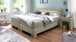 Boxspringbett "Vincenzo" -Bettbezüge Verkäufe 2024 boxspringbett vincenzo 53cm webstoff meliert graubeige