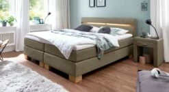 Boxspringbett "Vincenzo" -Bettbezüge Verkäufe 2024 boxspringbett vincenzo 53cm webstoff meliert graubraun