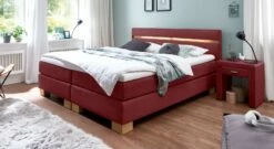 Boxspringbett "Vincenzo" -Bettbezüge Verkäufe 2024 boxspringbett vincenzo 53cm webstoff meliert rot