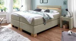 Boxspringbett "Vincenzo" -Bettbezüge Verkäufe 2024 boxspringbett vincenzo 66cm webstoff meliert graubeige