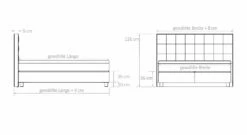 Boxspringbett "Zamora" -Bettbezüge Verkäufe 2024 boxspringbett zamora bemassungs skizze
