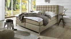 Boxspringbett "Zamora" -Bettbezüge Verkäufe 2024 boxspringbett zamora elegant luxuskunstleder beigebraun