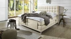 Boxspringbett "Zamora Elektro" -Bettbezüge Verkäufe 2024 boxspringbett zamora elektro luxus kunstlederbezug beige